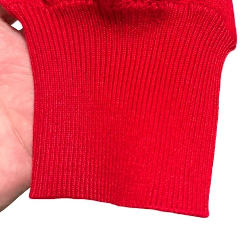 Karl Lagerfeld NWT Sz L Signature Karl Red White Embroidered Knit Sweater (0549) - Picture 4 of 11